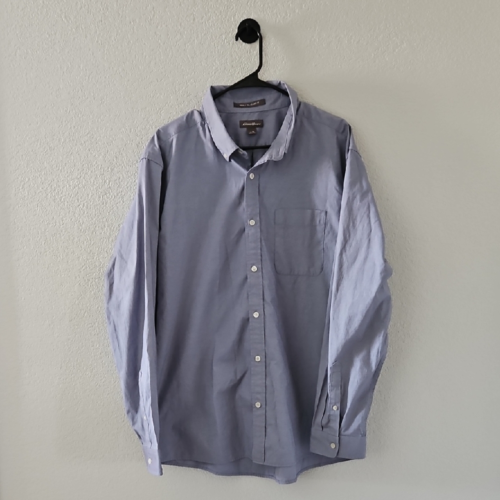 Eddie Bauer Men's Long Sleeve Button Down Casual Shirt Relaxed Fit Blue XL